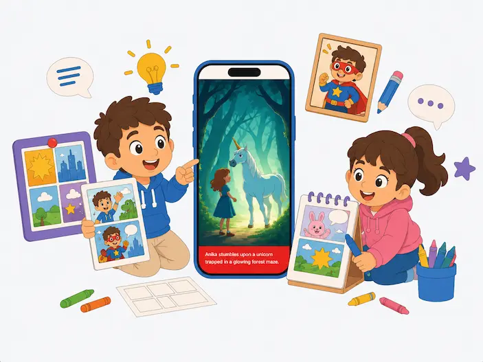 Kids studying with educational pictures