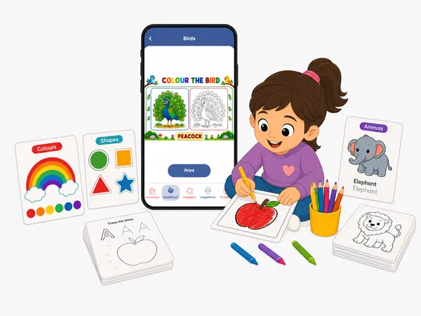 Kids studying with educational pictures