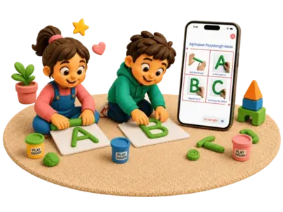 Kids studying with educational pictures
