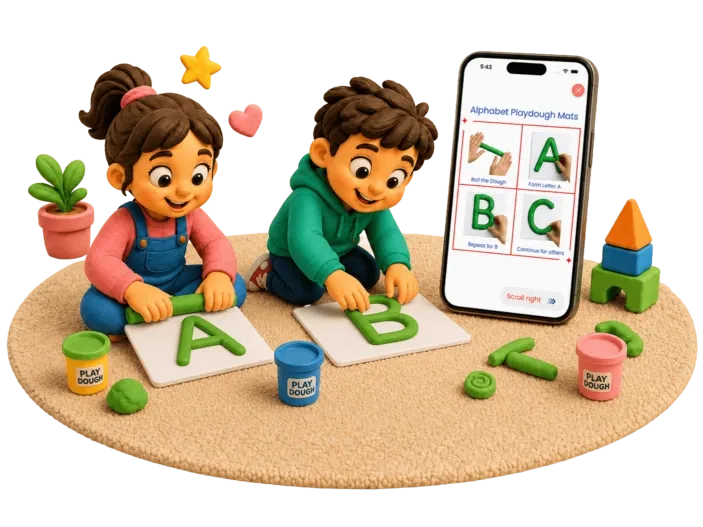 Kids studying with educational pictures