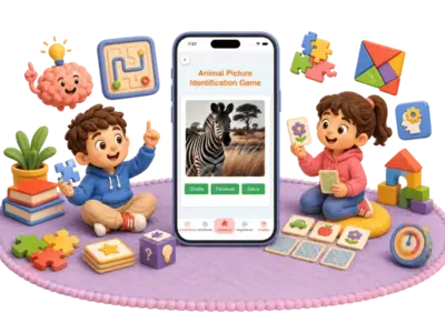 Kids studying with educational pictures