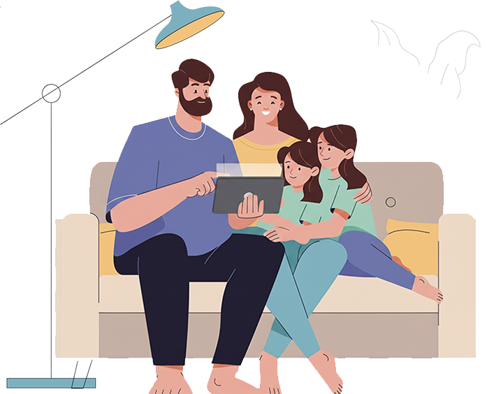 Family reading together